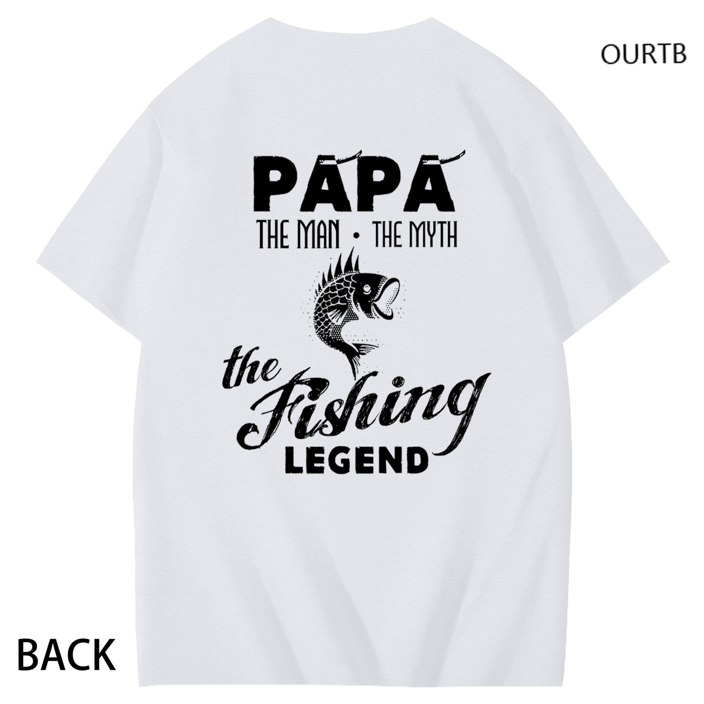 Papa The Man The Myth The Fishing Legend Funny Adult Couple Art Pattern Print T-Shirt