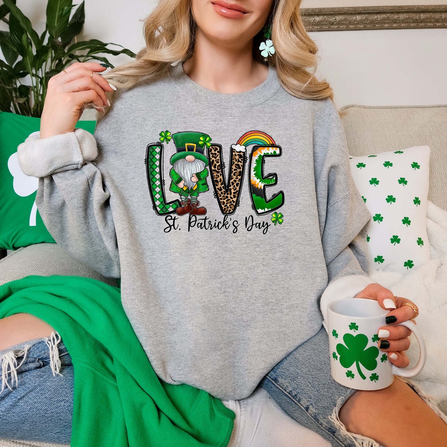 Love Gnome St. Patrick's Day Sweatshirt-St. Patrick's Day Love Hoodie, Lucky Day Sweatshirt