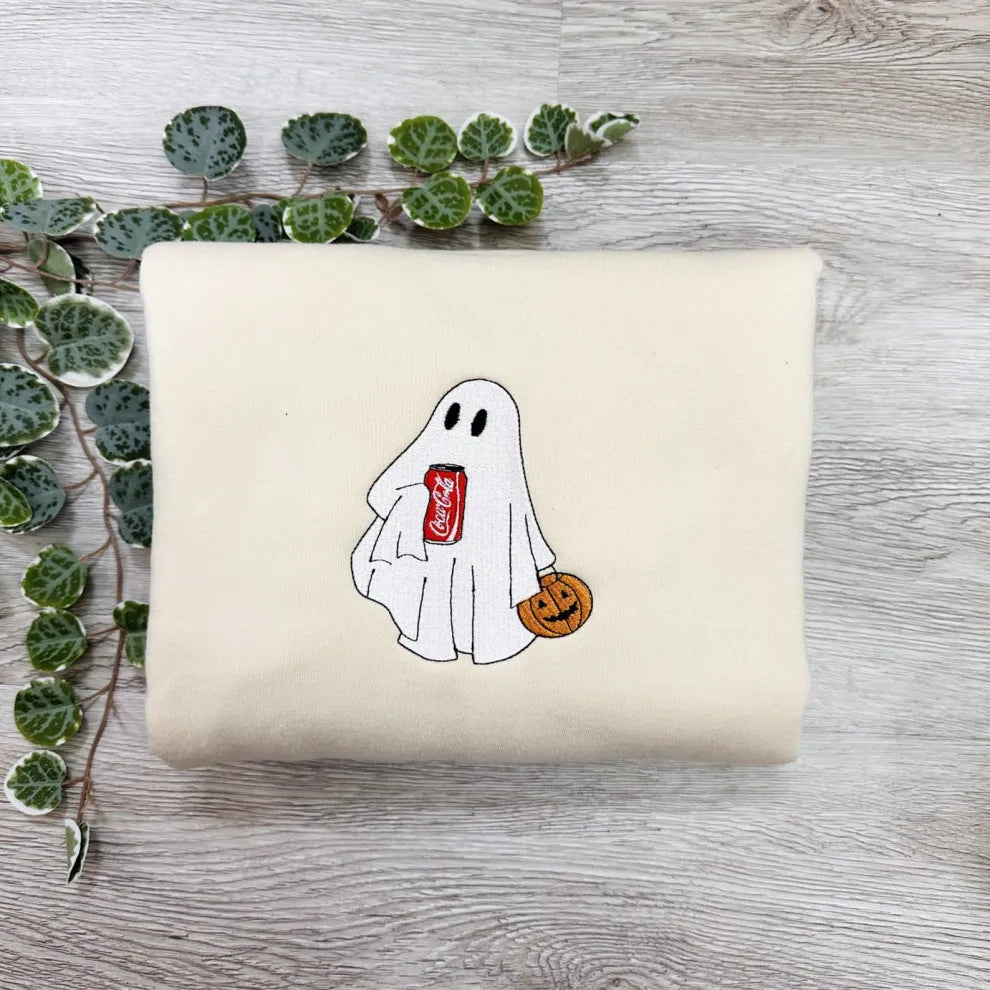 Ghost Drinking Embroidered Sweatshirt