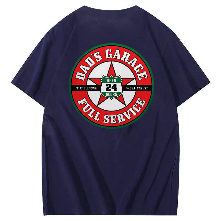 Dad's Garage Full Service If It's Broke We'll Fix It Printed Men's T-shirt