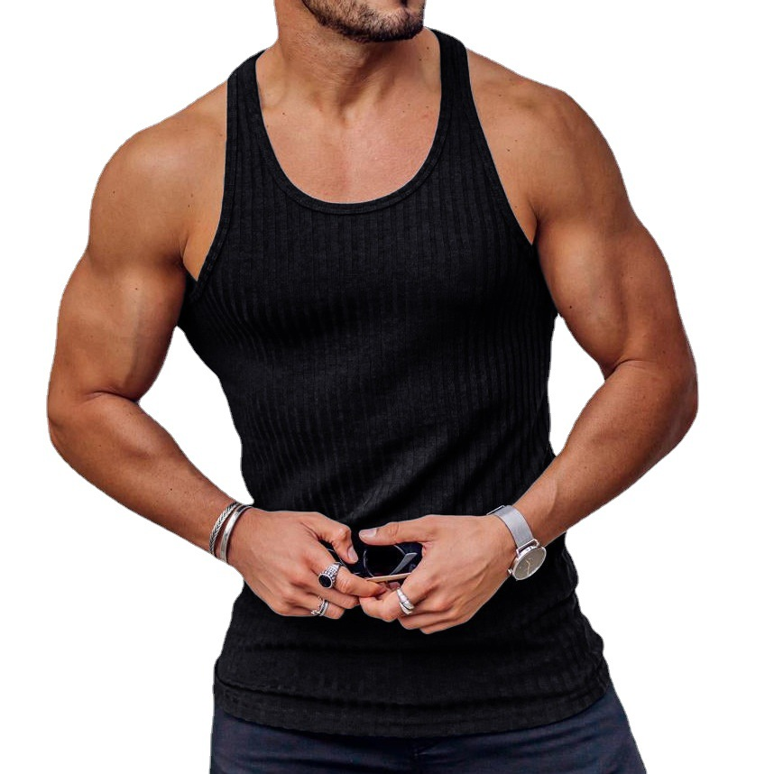 Men's Knitted Vertical Striped Fitness Vest