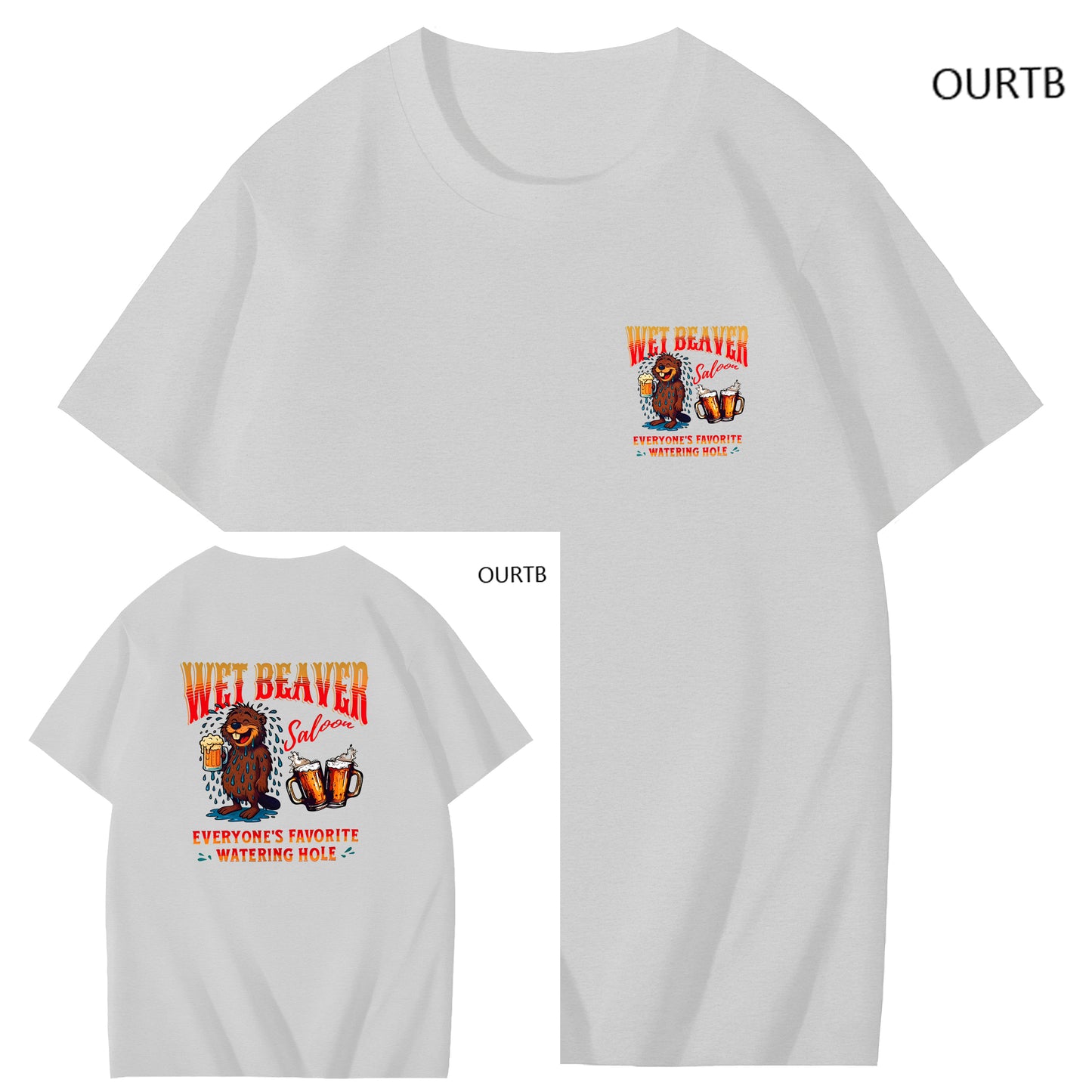 Wet Beaver Everyone's Favorite Watering Hole Funny Adoult Art Pattern Print T-Shirt