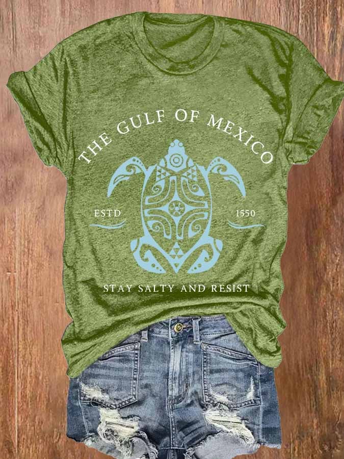 Women's Gulf Of Mexico Print Round Neck T-Shirt