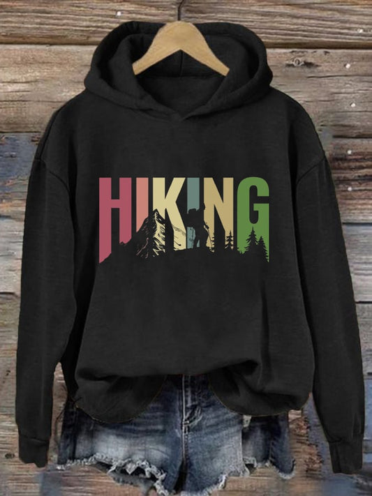 Women's Hiking Printed Hooded Long Sleeve Sweatshirt