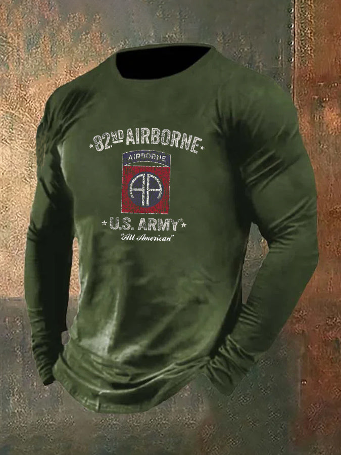 Men's Airborne U.S Army  Pattern Long Sleeve T-Shirt
