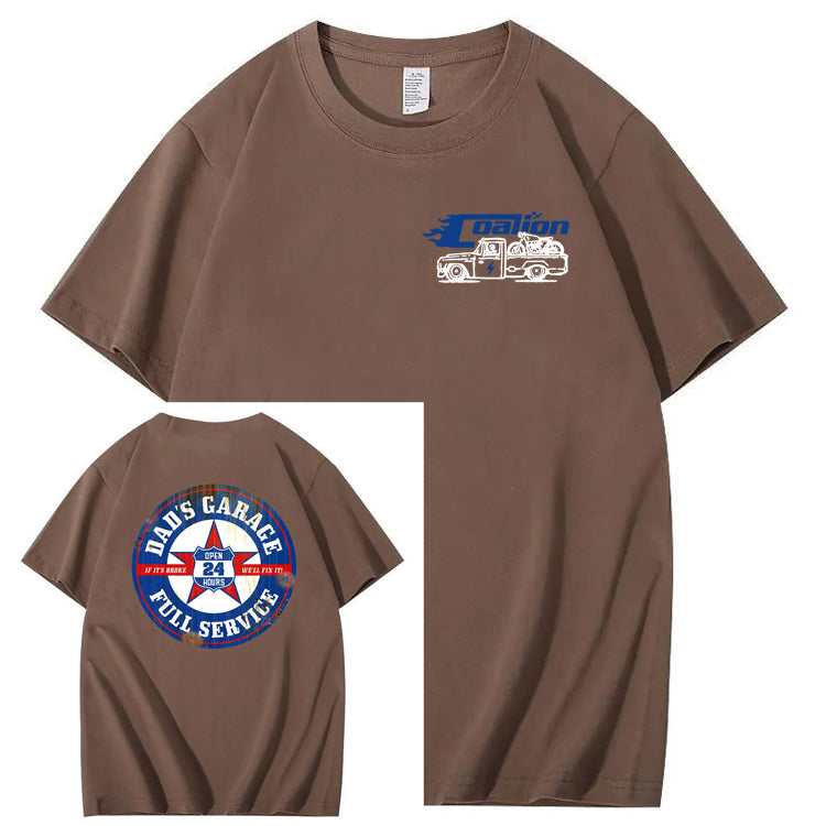Dad's Garage Full Service If It's Broke We'll Fix It Printed Men's T-shirt