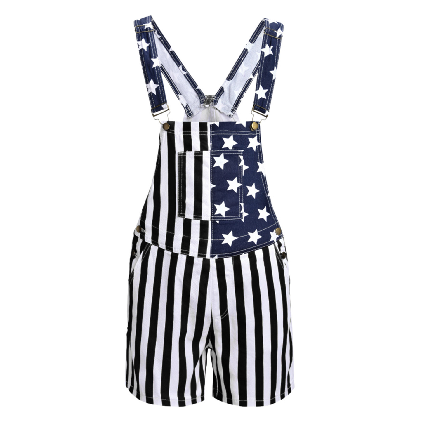 American Independence Day Flag Unisex Canvas Denim Jumpsuit