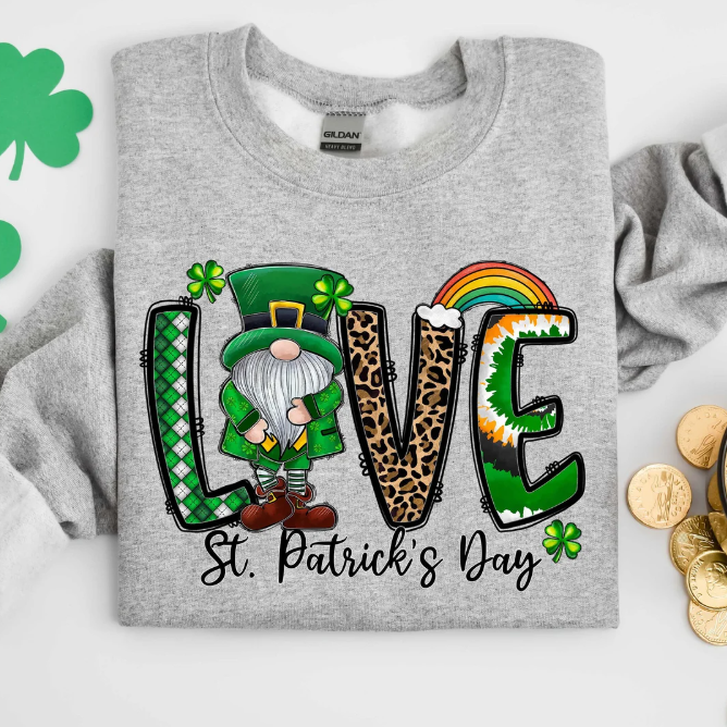 Love Gnome St. Patrick's Day Sweatshirt-St. Patrick's Day Love Hoodie, Lucky Day Sweatshirt