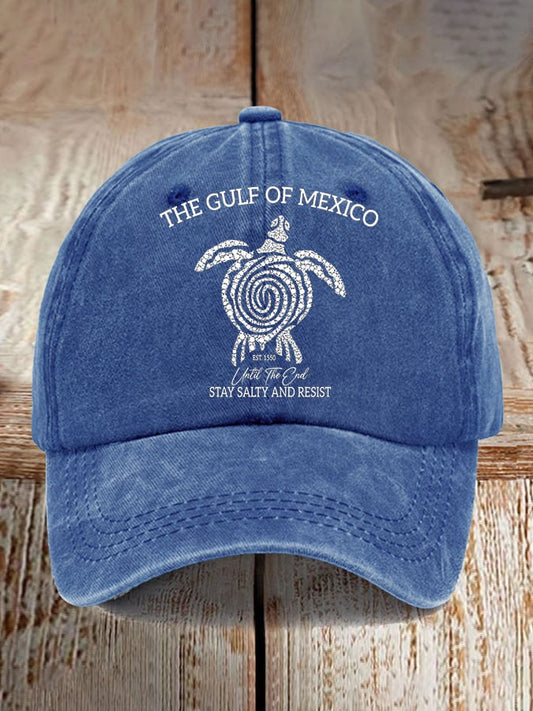 The Gulf Of Mexico Est. 1550 Until The End Stay Salty And Resist Printed Baseball Cap