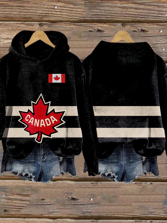 Women'S Canada Hockey Print Hoodie
