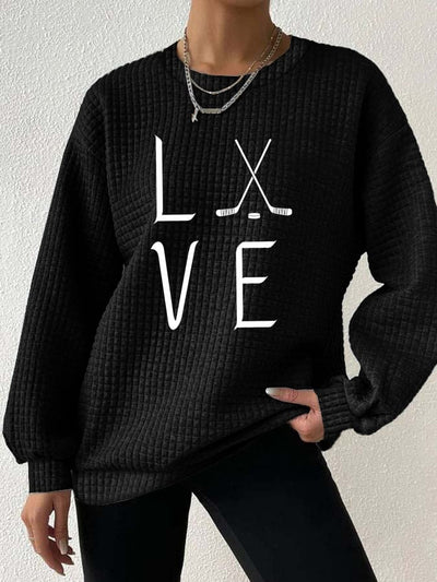 Women's Love Ice Hockey Print Long Sleeve Sweatshirt