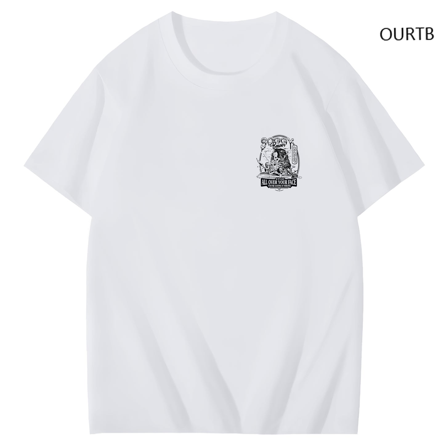 Beaver If Its Not All Over Your Face You're Eating It Wrong BBQ Funny Art Pattern Print T-Shirt