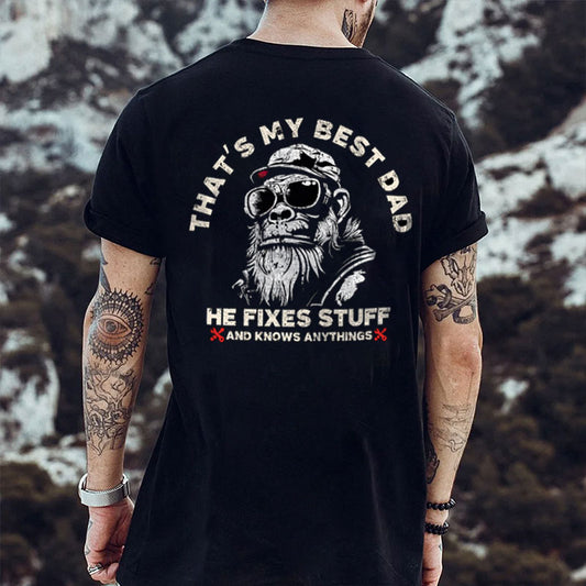 THAT MY BEST DAD HE FIXES STUFF Chimpanzee Print Men's T-shirt