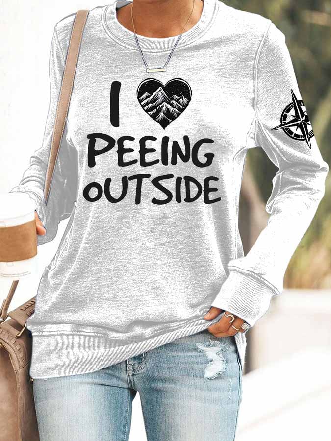 Women'S Retro Hiking I Love Peeing Outside Print Sweatshirt