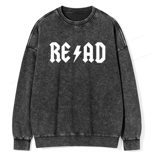 Read Back In The Library "rock And Roll" Unisex Washed Sweatshirt