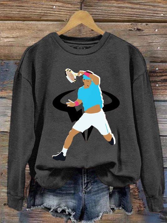Women's Tennis Superstar Rafa Print Crew Neck Sweatshirt