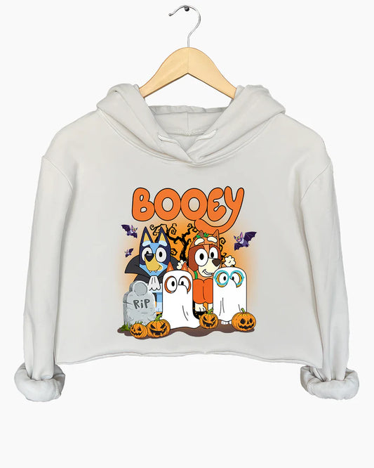 Bluey Booey Family Trick Or Treat Cute Halloween Crop Hoodie
