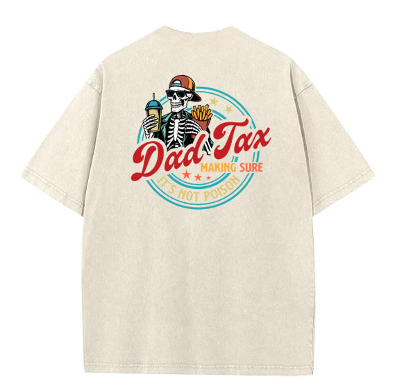 Dad Tax Washed And Distressed Pattern Crew Neck T-Shirt
