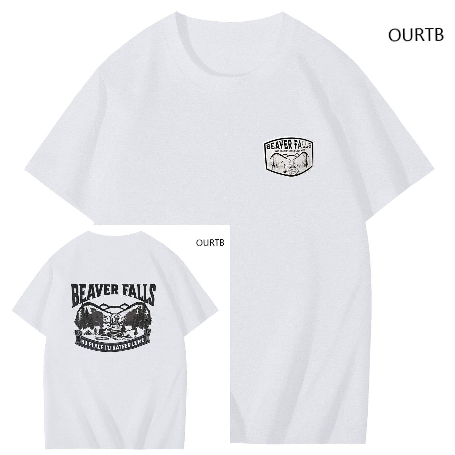 Beaver Falls No Place I'd Rather Come Funny Adoult Art Pattern Print T-Shirt