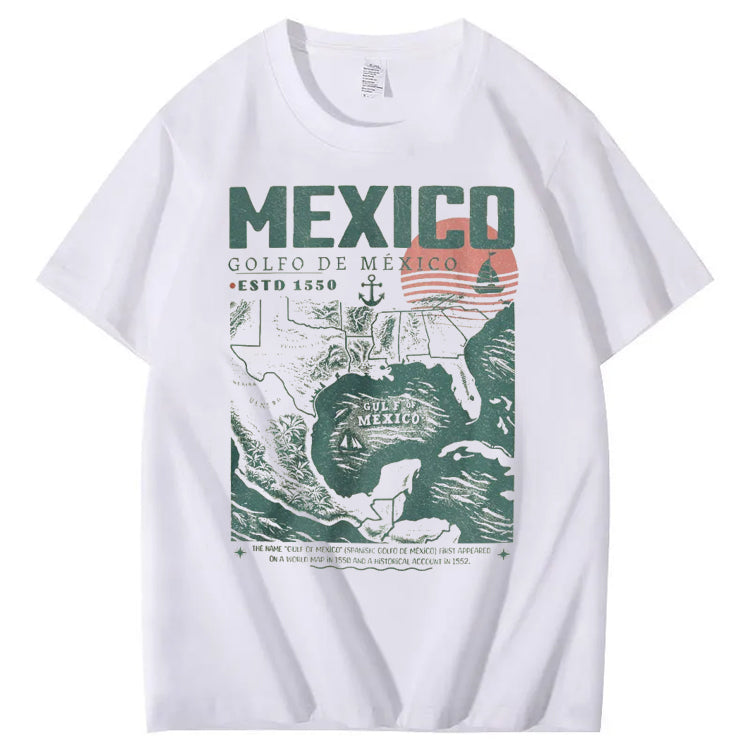 Mexico Pattern Print Crew Neck T-Shirt