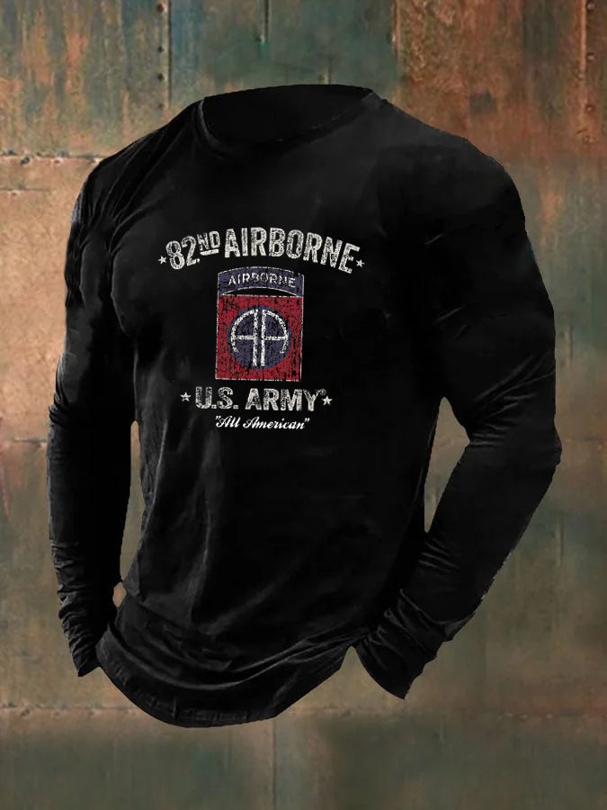 Men's Airborne U.S Army  Pattern Long Sleeve T-Shirt