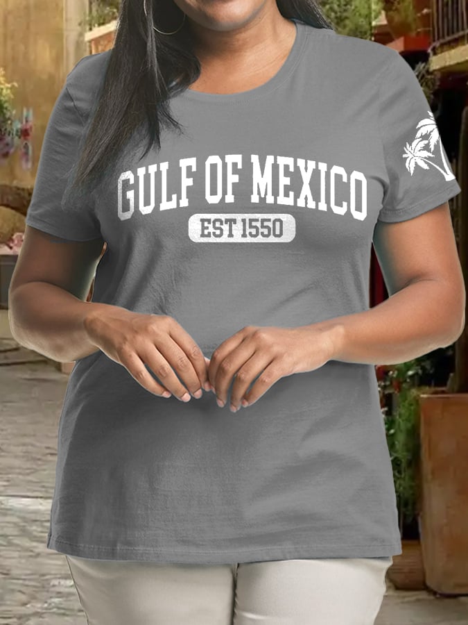 Women's Plus Size Gulf Of Mexico Print Crew Neck T-Shirt