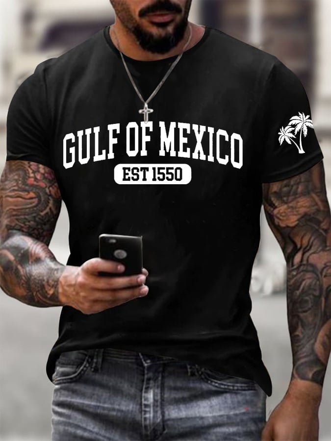 Men's Gulf Of Mexico Printed Round Neck T-Shirt