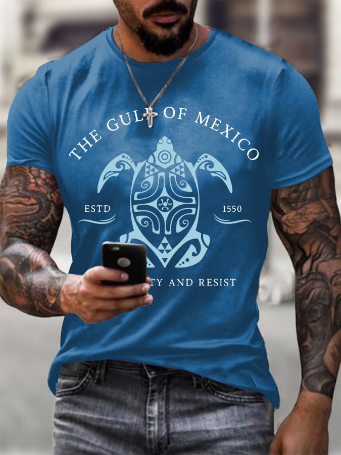 Men's Gulf Of Mexico Printed Round Neck T-Shirt