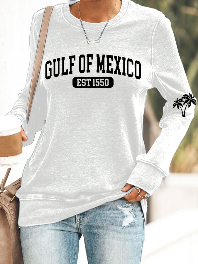 Women's Gulf Of Mexico Print Round Neck Sweatshirt