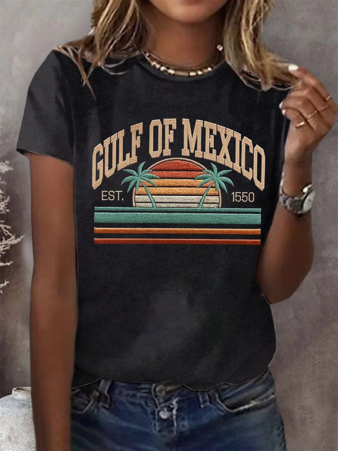 Women's Retro Gulf of Mexico Print T-Shirt