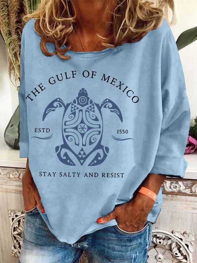 Women's Gulf Of Mexico Print Casual Sweatshirt