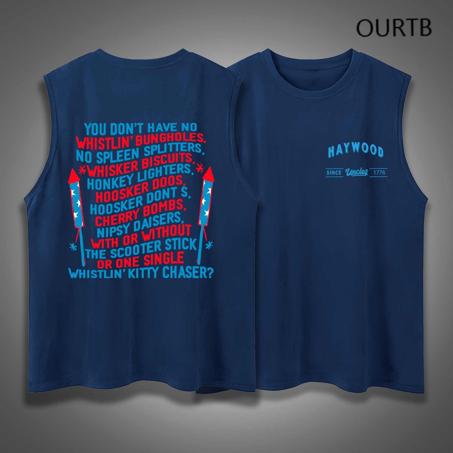 Haywood Uncle Since 1776 USA Independence Day Funny Adult Discomfort Art Print Cotton Sleeveless Tank Tops