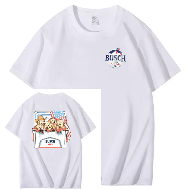 Happy Dogs And American Flag Pattern Print T-Shirt