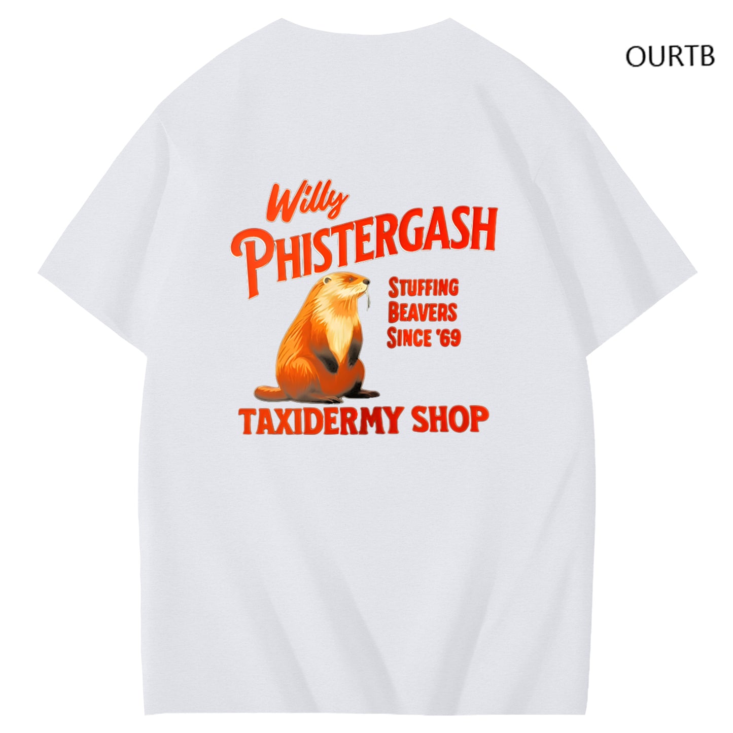 Willy Phistergash Stuffing Beavers Since'69 Taxidermy Shop Art Pattern Print T-Shirt