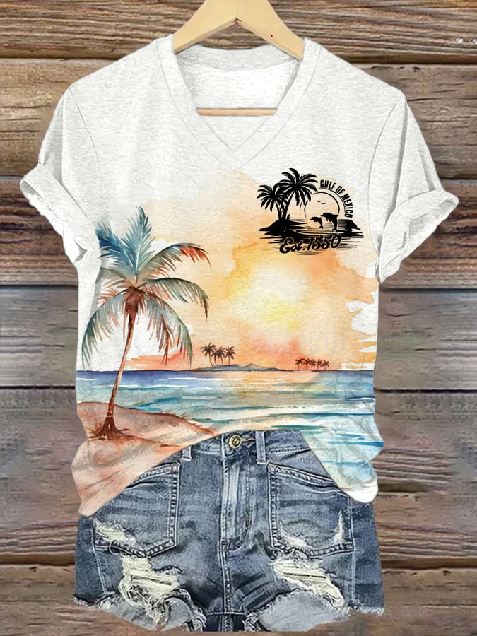 Women's Gulf Of Mexico Print Short Sleeve T-Shirt