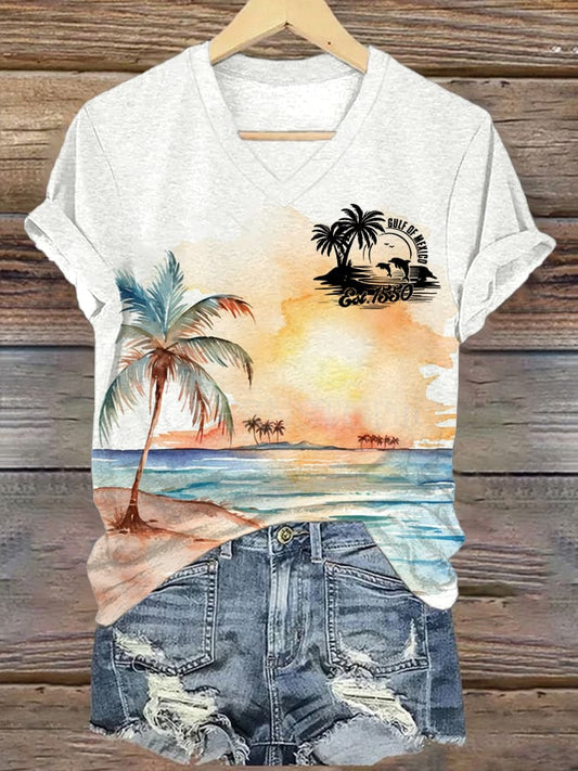 Women's Gulf Of Mexico Print Short Sleeve T-Shirt