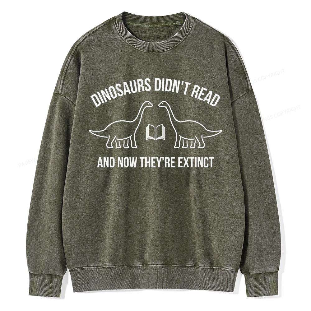Dinosaurs Didn't Read Unisex Washed Sweatshirt