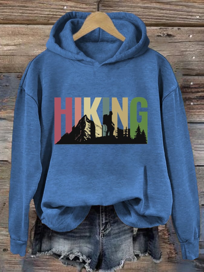 Women's Hiking Printed Hooded Long Sleeve Sweatshirt
