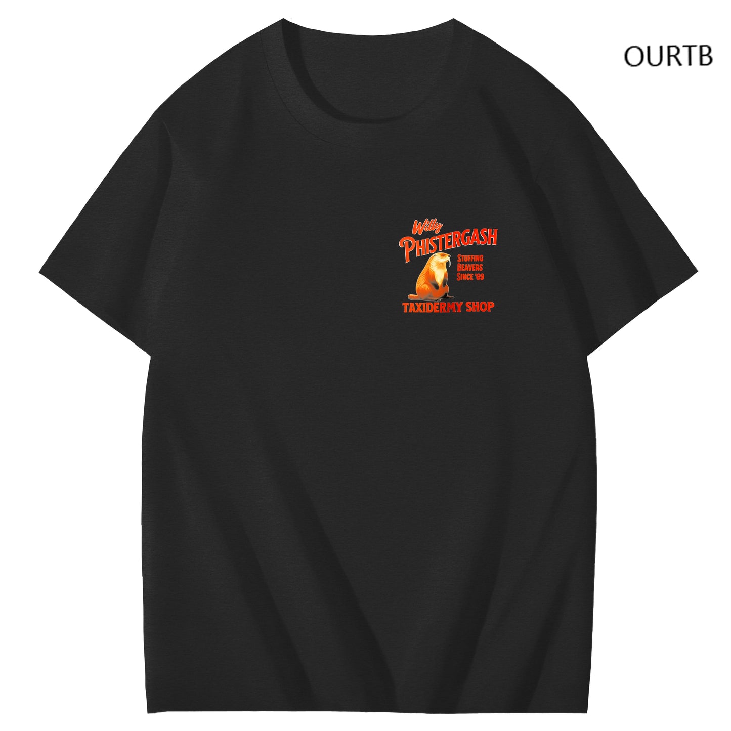 Willy Phistergash Stuffing Beavers Since'69 Taxidermy Shop Art Pattern Print T-Shirt