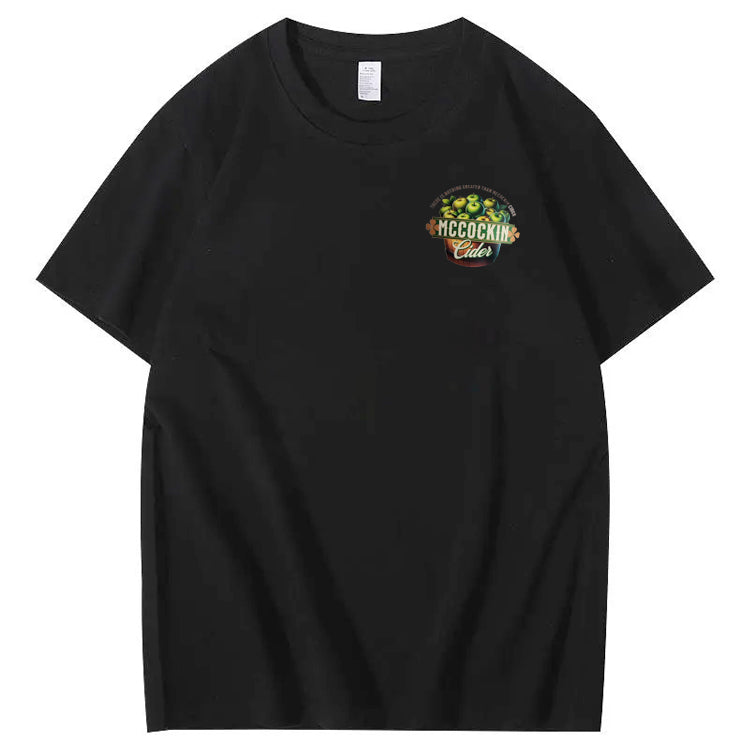 Mccuckin Cider Print Pattern Crew Neck T-Shirt