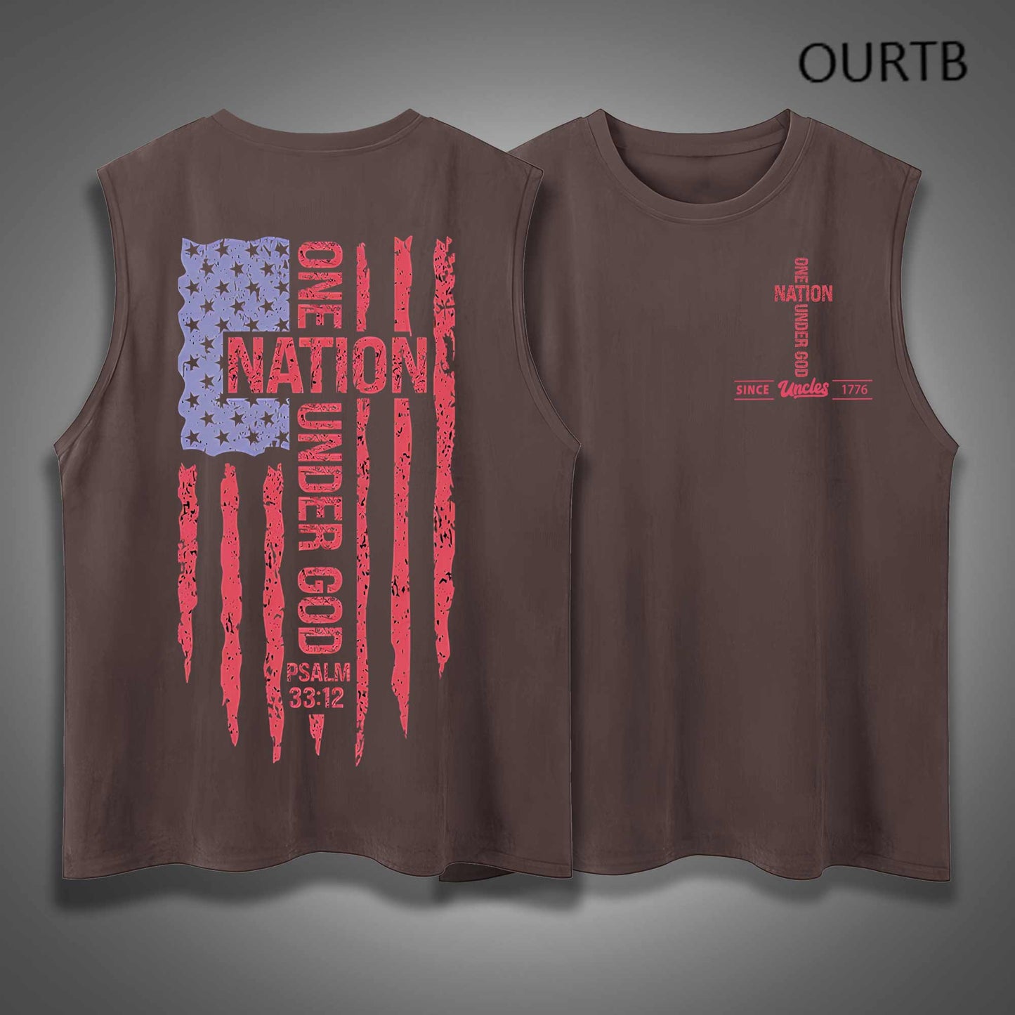 Uncle Since 1776 One Nation Under God USA Independence Day Funny Adult Discomfort Art Print Cotton Sleeveless Tank Tops