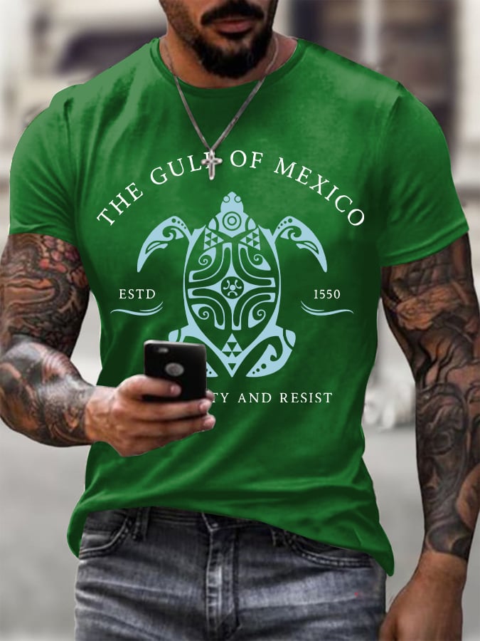 Men's Gulf Of Mexico Printed Round Neck T-Shirt
