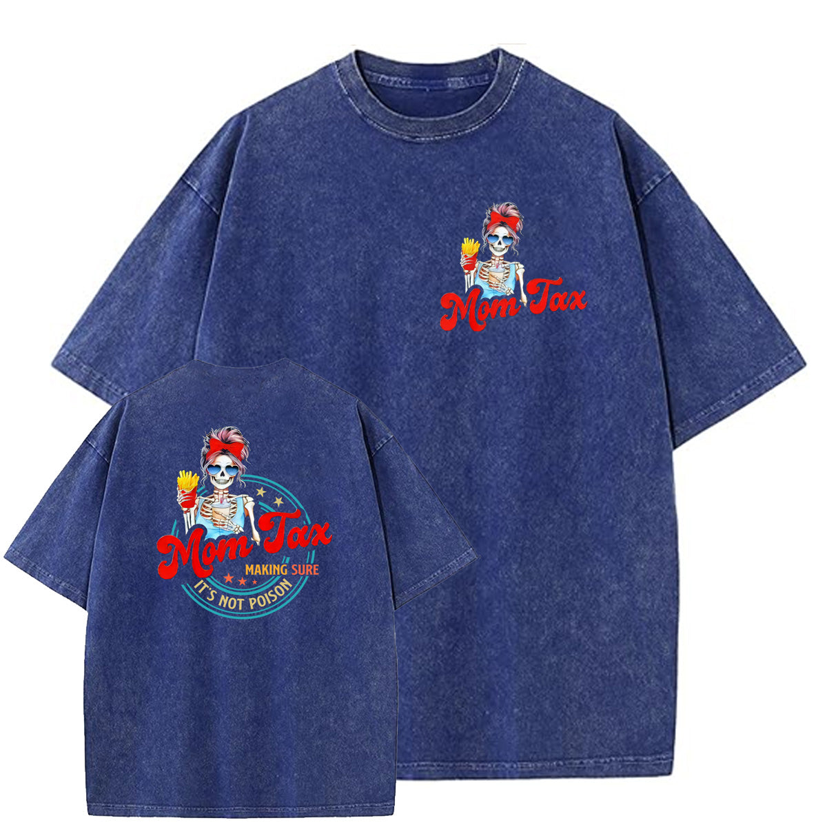 Mom Tax Washed And Distressed Pattern Crew Neck T-Shirt