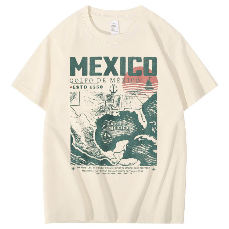Mexico Pattern Print Crew Neck T-Shirt