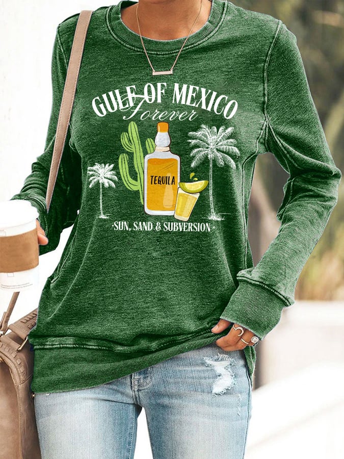 Women's Gulf Of Mexico Print Round Neck Sweatshirt