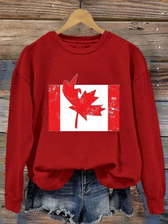 Women's Funny Canada Flag Printed Sweatshirt