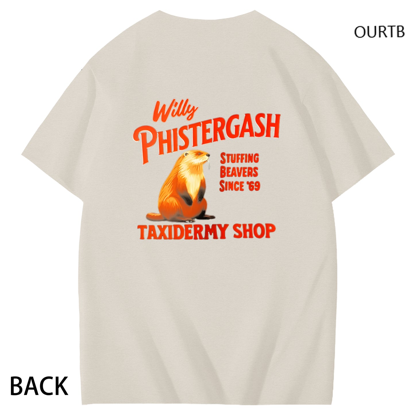Willy Phistergash Stuffing Beavers Since'69 Taxidermy Shop Art Pattern Print T-Shirt