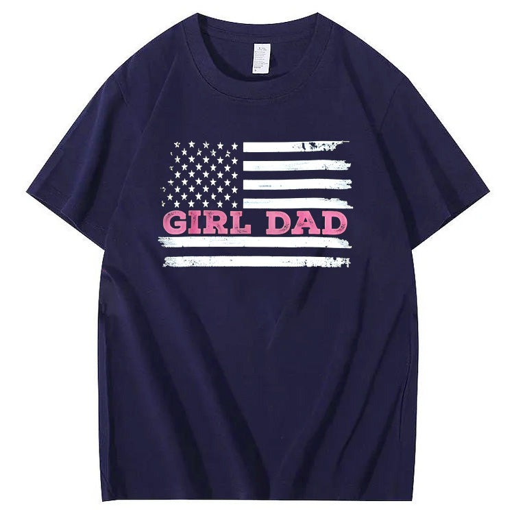 Girl Dad Pattern Print 100%Cotton T-Shirt