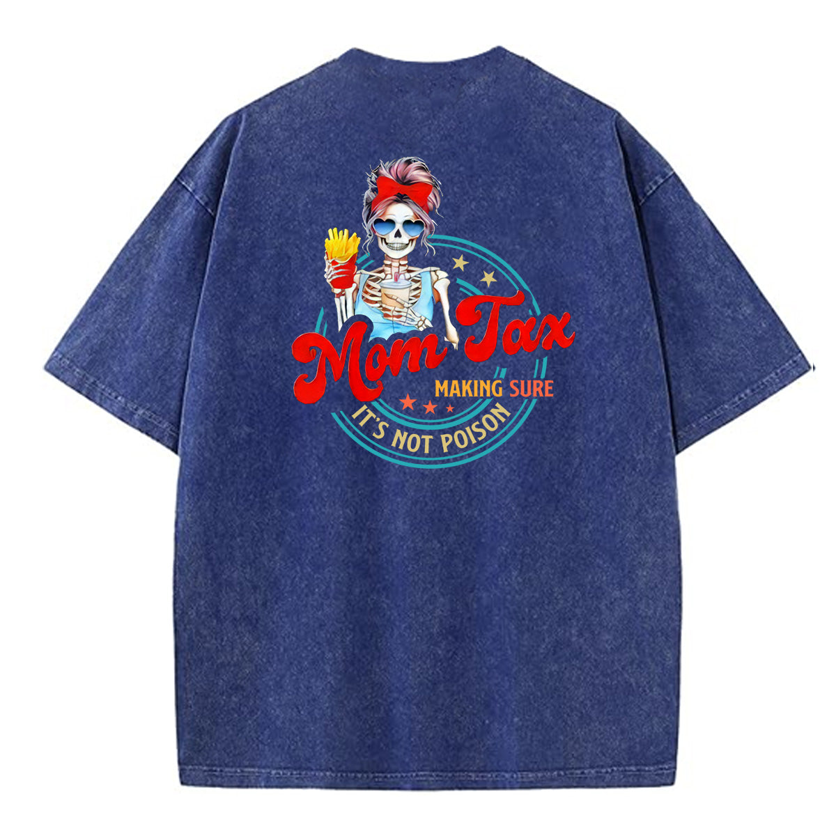 Mom Tax Washed And Distressed Pattern Crew Neck T-Shirt