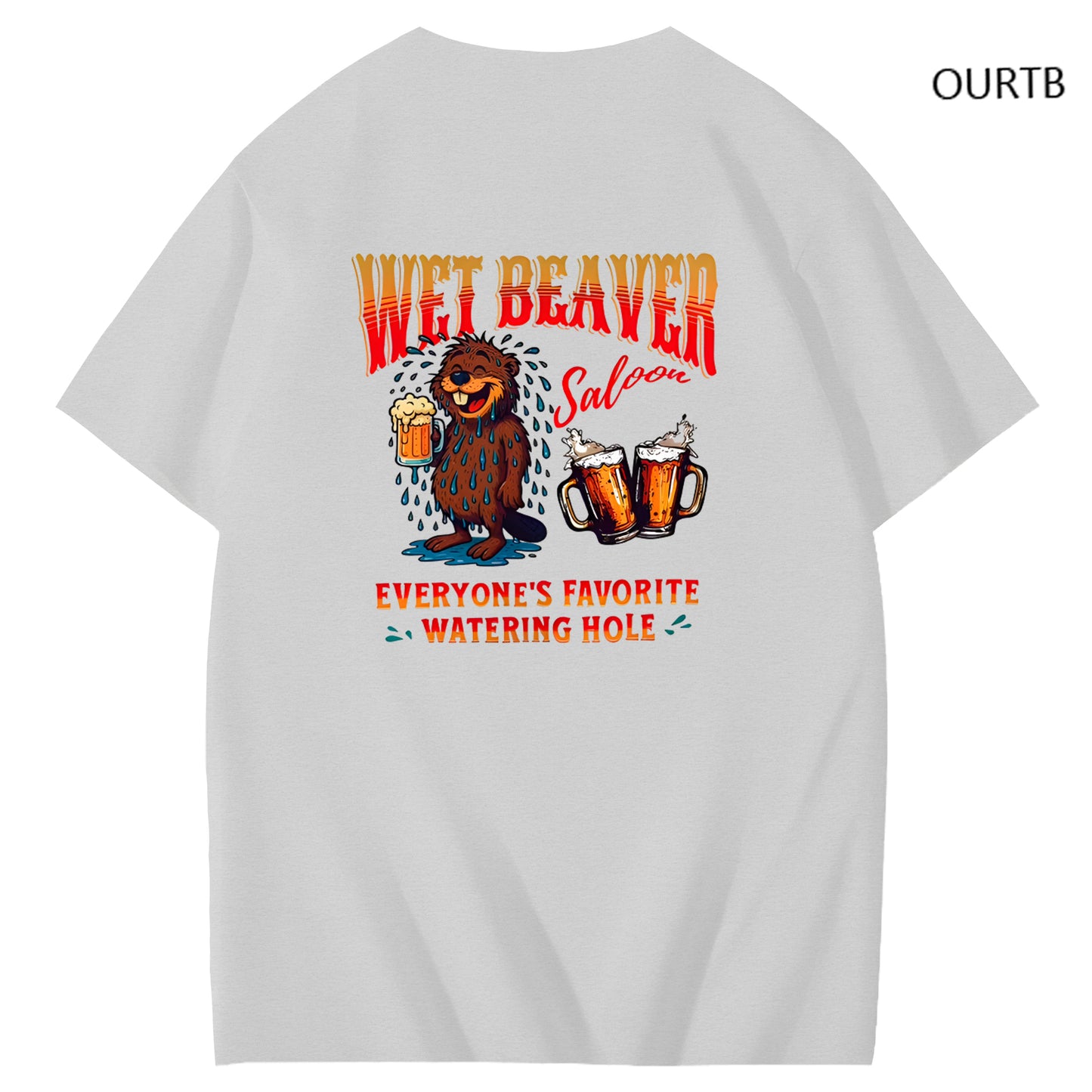 Wet Beaver Everyone's Favorite Watering Hole Funny Adoult Art Pattern Print T-Shirt